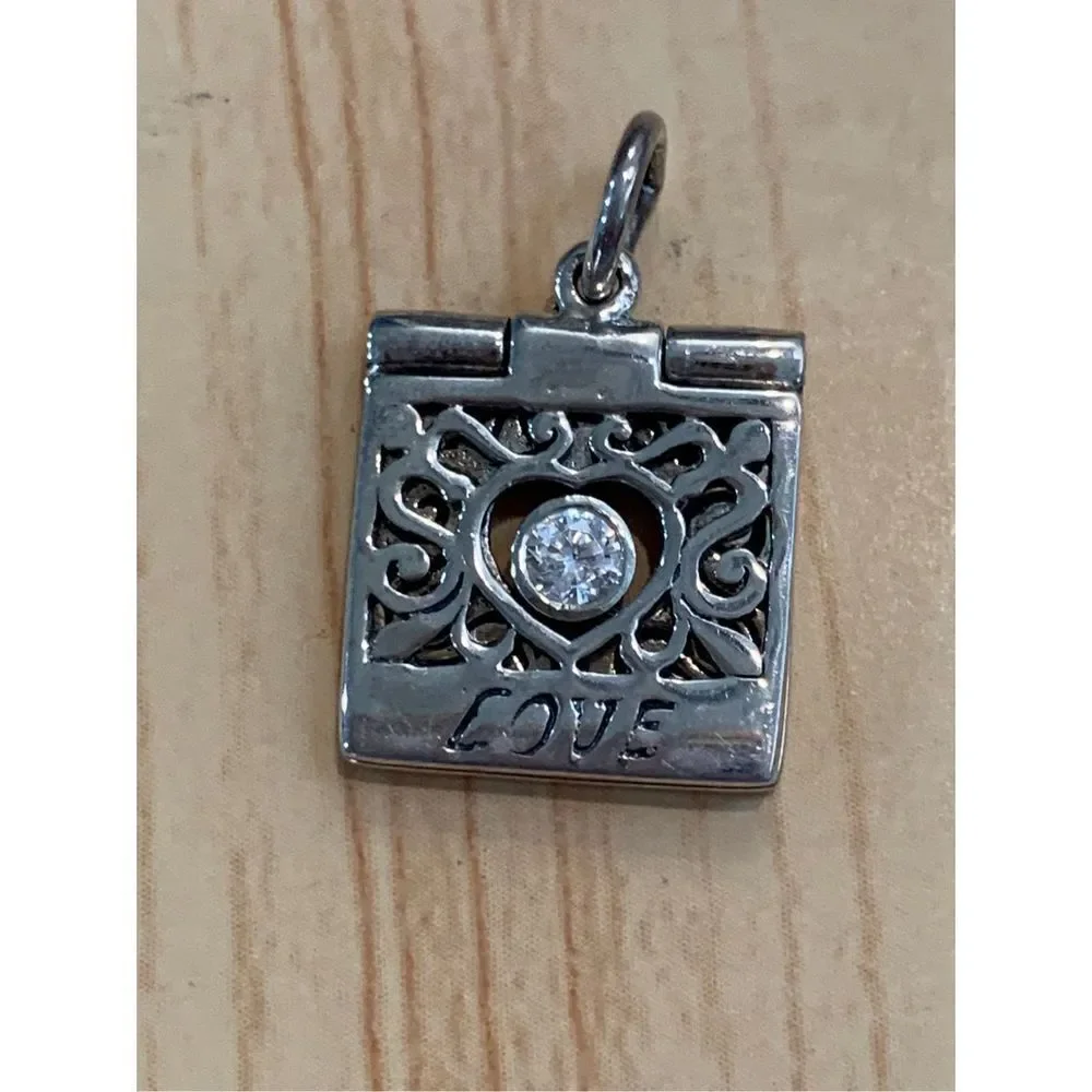 .925 Vintage Love Card Sterling Silver Jewelry Charm